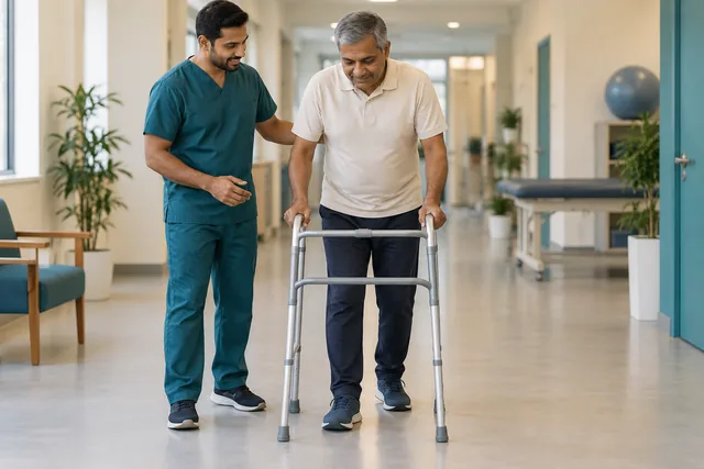 Illustrative supported walking during rehabilitation